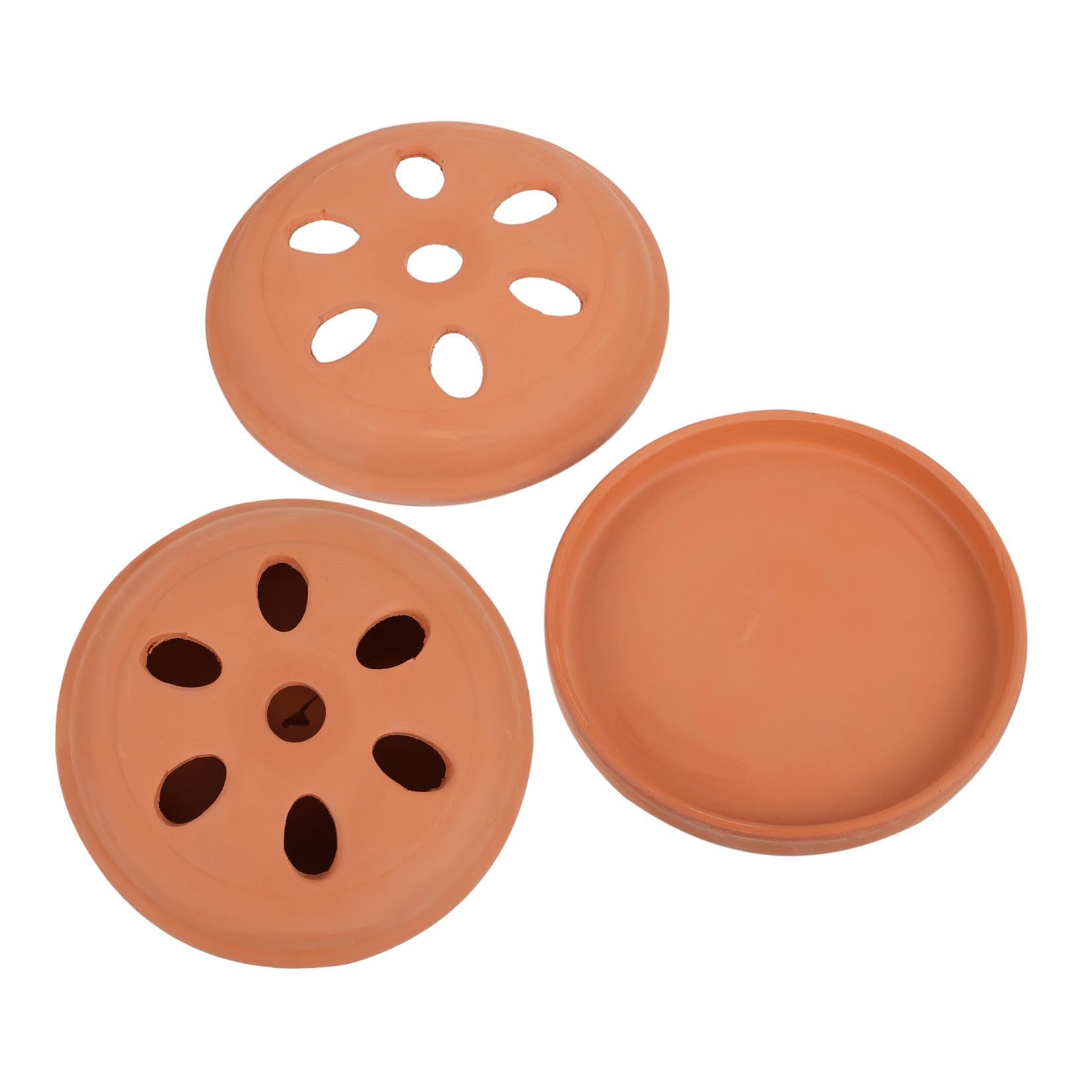 Brûleur à moustiques en terre cuite marron lot de 2 pièces style rétro