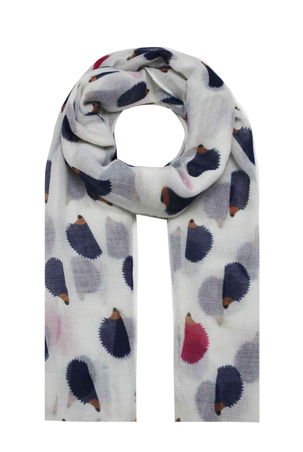 Finecy In Women's White - & Fashion Scarf Wrap Featuring Tiny Cute Dots Hedgehog Printing (White)
