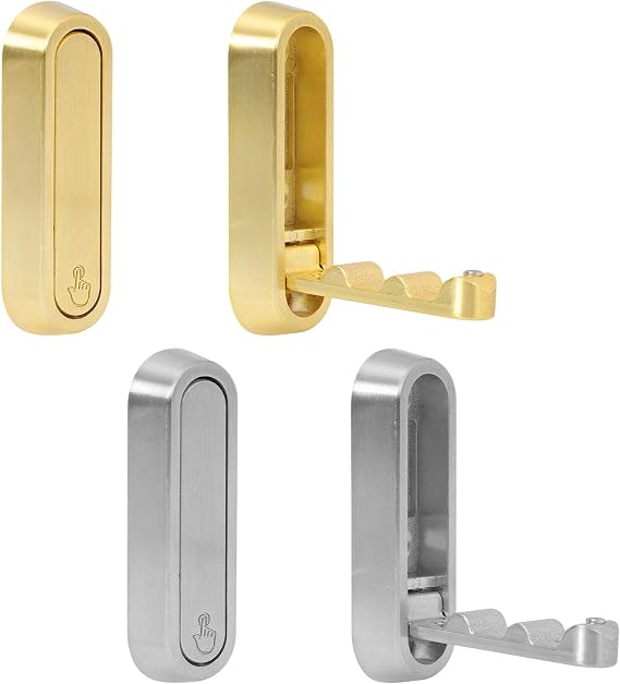 Mayoii 4pcs Foldable Wall Hooks, Flip Down Hook for Hanging Coats, Bags, Towels and Keys Anywhere on Your Home,Foldable Wall Hook Made of Zinc Alloy in Nordic Style (Gold,Silver)