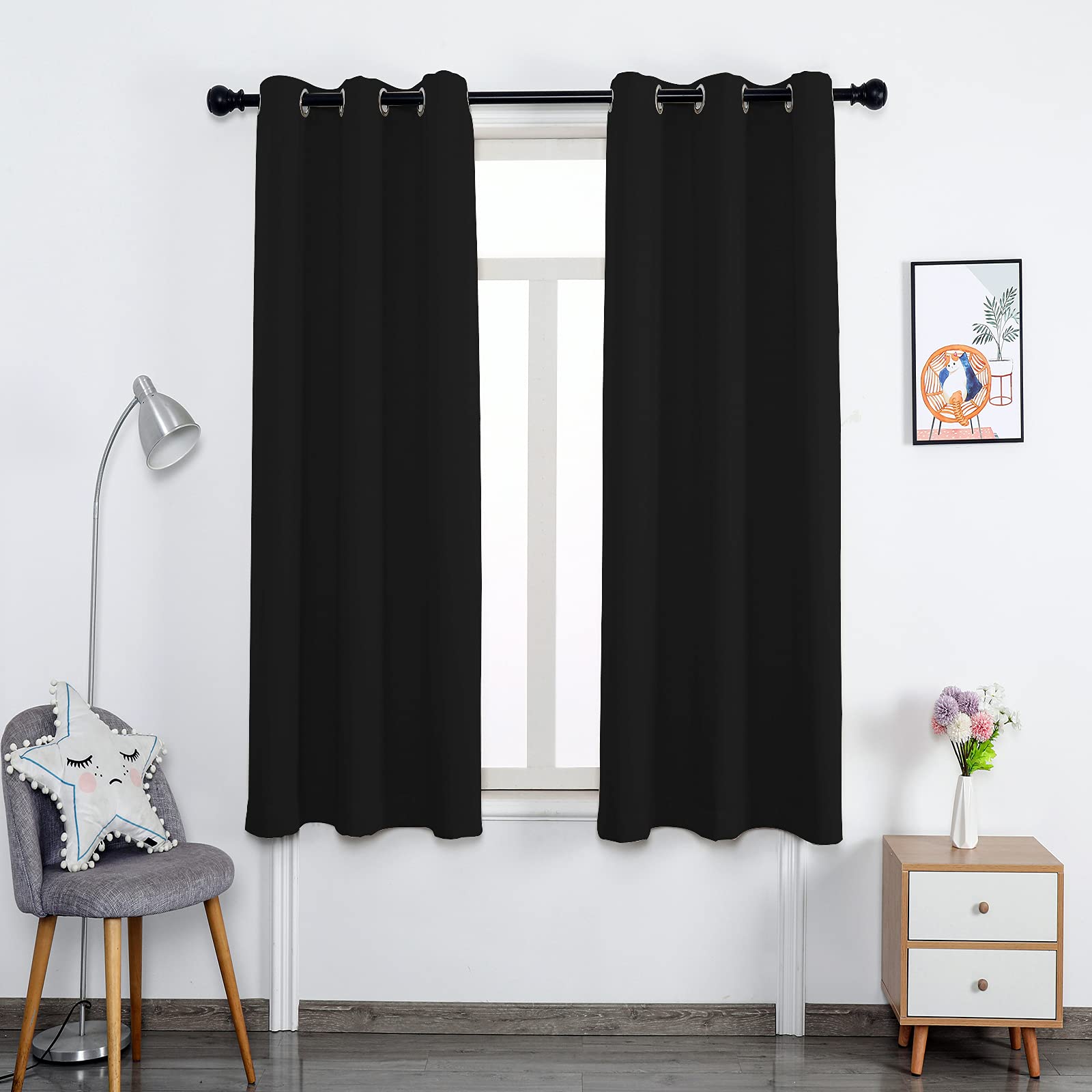 Rideaux occultants à œillets gris clair 106x213 cm pour chambre et salon