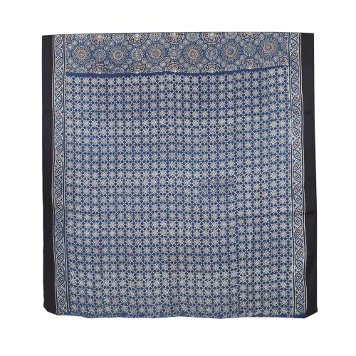 Image of Ethnics of Kutch Womenss Ajrakh Modal Silk Natural Dye Hand Block Print Saree with Blouse Piece - 5.5 Mtr Length