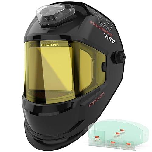 YESWELDER Panoramic Three Sides Auto Darkening Welding Helmet with 6