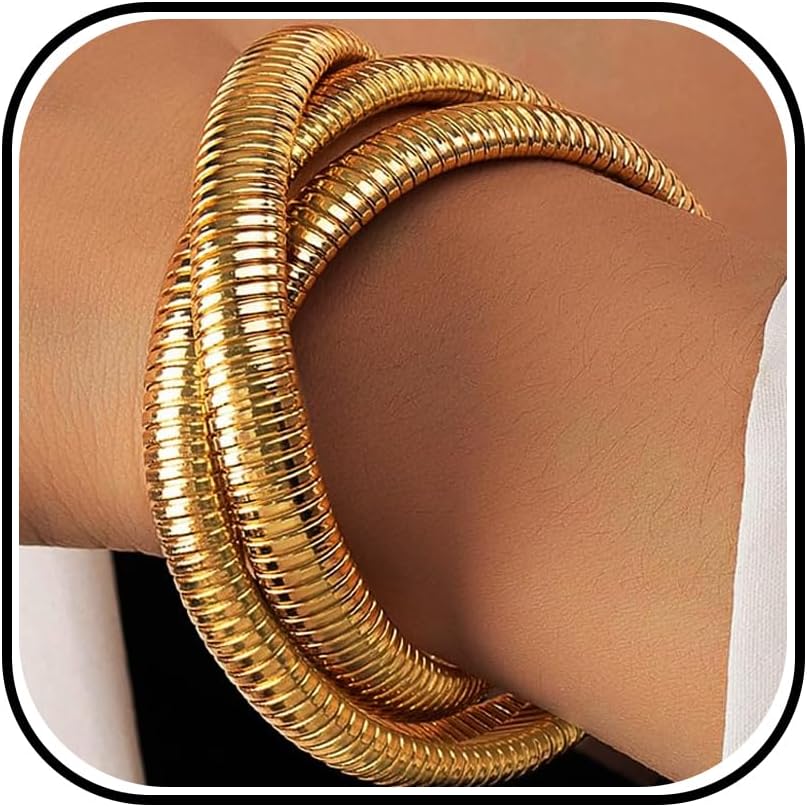 Gold Bangles for Women Bangle Bracelets Chunky Bangles Bracelets Non Tarnish Gold/Silver Bracelet for Women Trendy Jewelry Gifts
