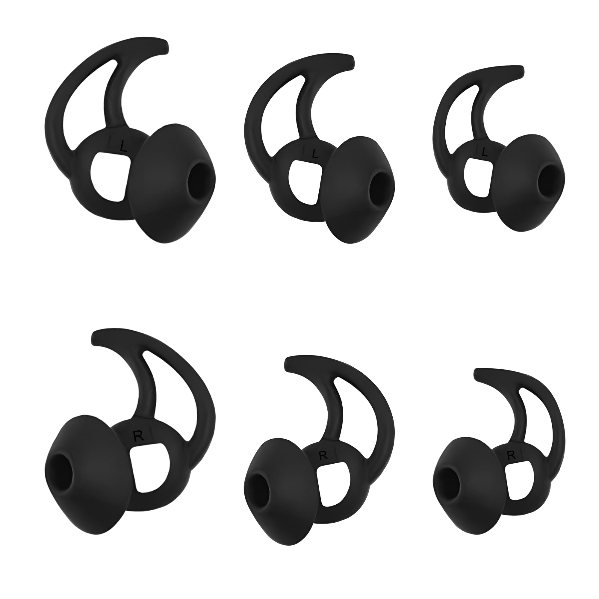 CYADCI Replacement Earbud Tips Silicone Ear Tips Compatible with Bose Quietcomfort and Sport Headphone Earbud Covers Eartips 3 Pairs S M L Black