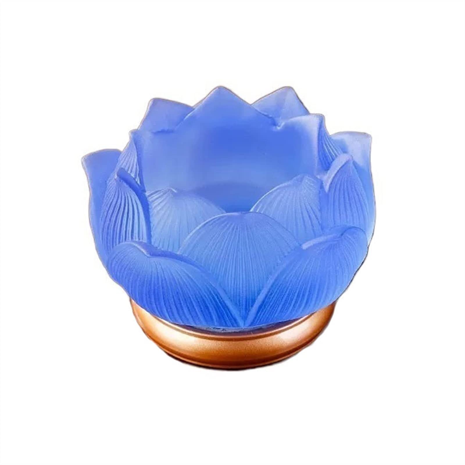 Candelabra Glazed Lotus Candlestick Household Decoration Ornaments Candle Holder Offering Lamp Decorate(Blue)