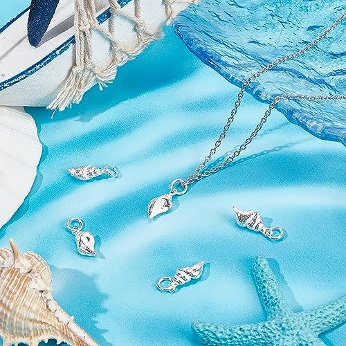 Breloques conque argentée argent sterling fabrication bijoux collier DIY 5
