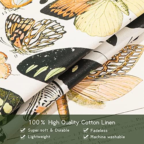 Marspark Vintage Butterfly Tapestry 4 Pcs Vertical Aesthetic Floral Wall Hanging Beige Chart Plant Blanket with 2 Artificial Vine for Room Decor (16 x 20 Inch)