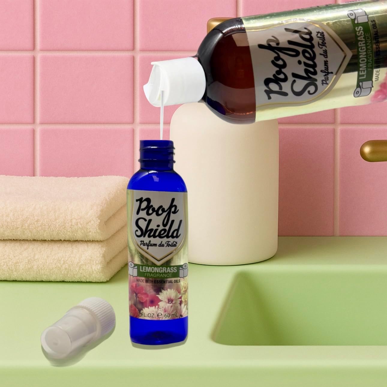 Mystic Romance Poop Shield Toilet Spray Set, Toilet Odor Eliminator, Bathroom Spray, Poop Spray, Essential Oil Toilet Spray, Travel Size Bathroom Air Freshener (2 oz & 8 oz Set Lemongrass) image 2