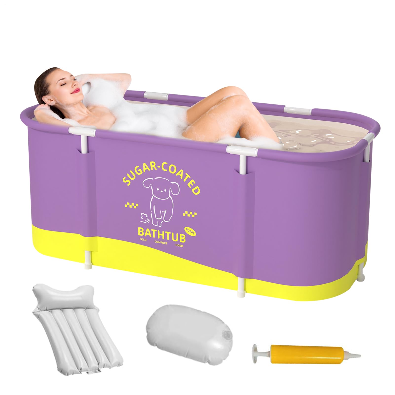 Tragbare Badewanne für Duschkabine Faltbare verstärkte Badewanne mit großem | 115x60x50 cm für Warm- und Kaltwasser für Zuhause, Camping, Garten, Terrasse, Sommer, Schwimmbad, Was