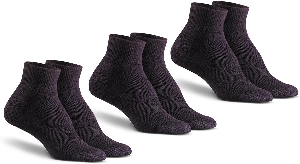 Fox River Mills Women's 3 Pack Wick Dry Walker Lightweight Quarter Sock (Black, Large)