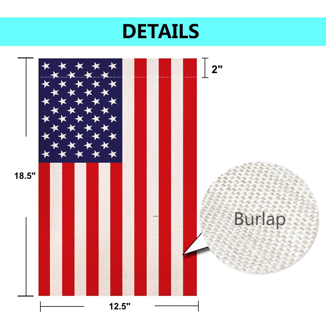 Amerikanische Gartenflagge Aus Jute - Doppelseitig, 31,5 X 45,7 Cm, Mit Buchsbaumkranz & Willkommensgruß