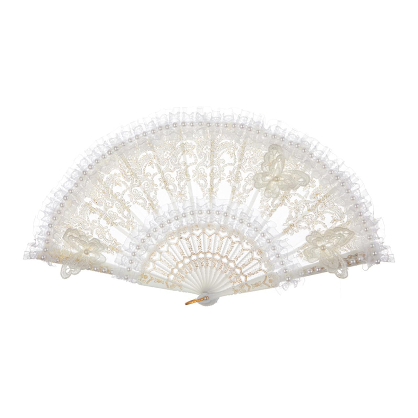 SXRQ Lace Wedding Hand Fan Bride for Ceremony Formal Occasion Dressingup Handheld Props for Dance Event