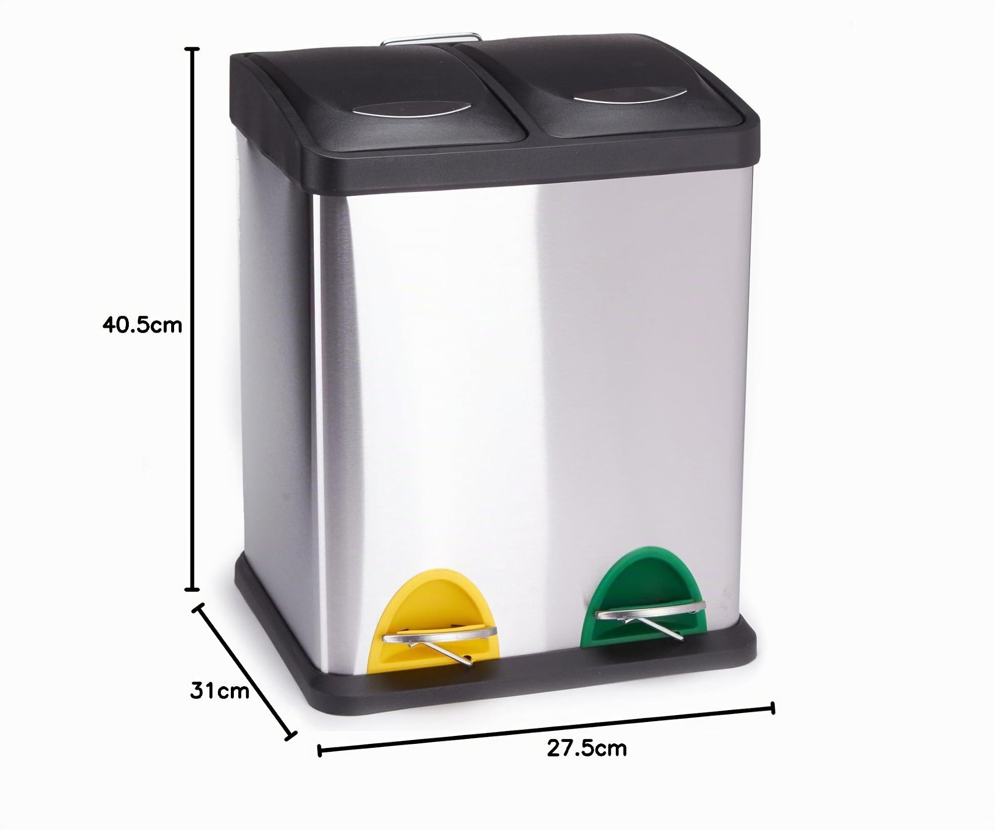 MSV MS265 - Papelera de inox clasificadora, 2 compartimentos, 31x26,5x39,5cm