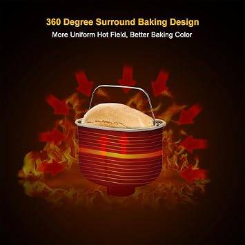 Bread Maker Machine with Nonstick Ceramic Pan and LCD Touch Panel - 17 Smart Cooking Programs, 15 Hours Timer, 3 Loaf Sizes - Professional Automatic Bread Machine for Breakfast