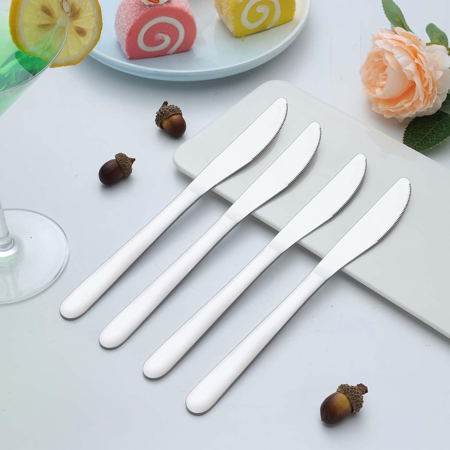 Gymdin 24 Pieces Knife Set, Dinner Knives Set (9 Inches), Butter Knives, Food Grade Stainless Steel Table Knives, Knives Silverware for Home/Restaurant/Kitchen, Dishwasher Safe & Mirror Polished : Health & Household