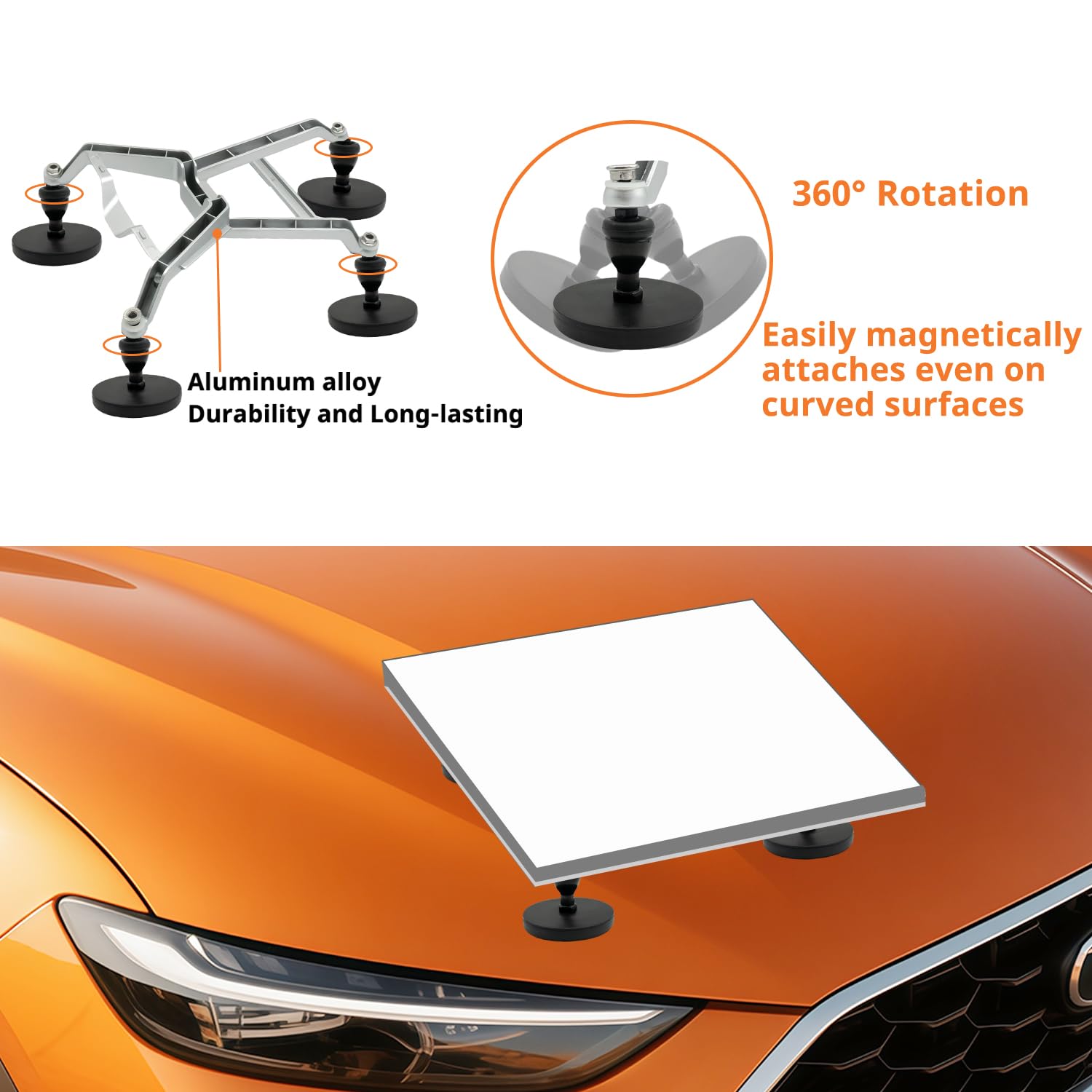 Magnético Soporte Curvo compatible con Starlink Mini, Portátil Aluminio Aleación Soporte para Autocaravanas, Techo del coche,Superficies metálicas- 66 mm Fuerte ventosa, estabilidad a alta velocidad
