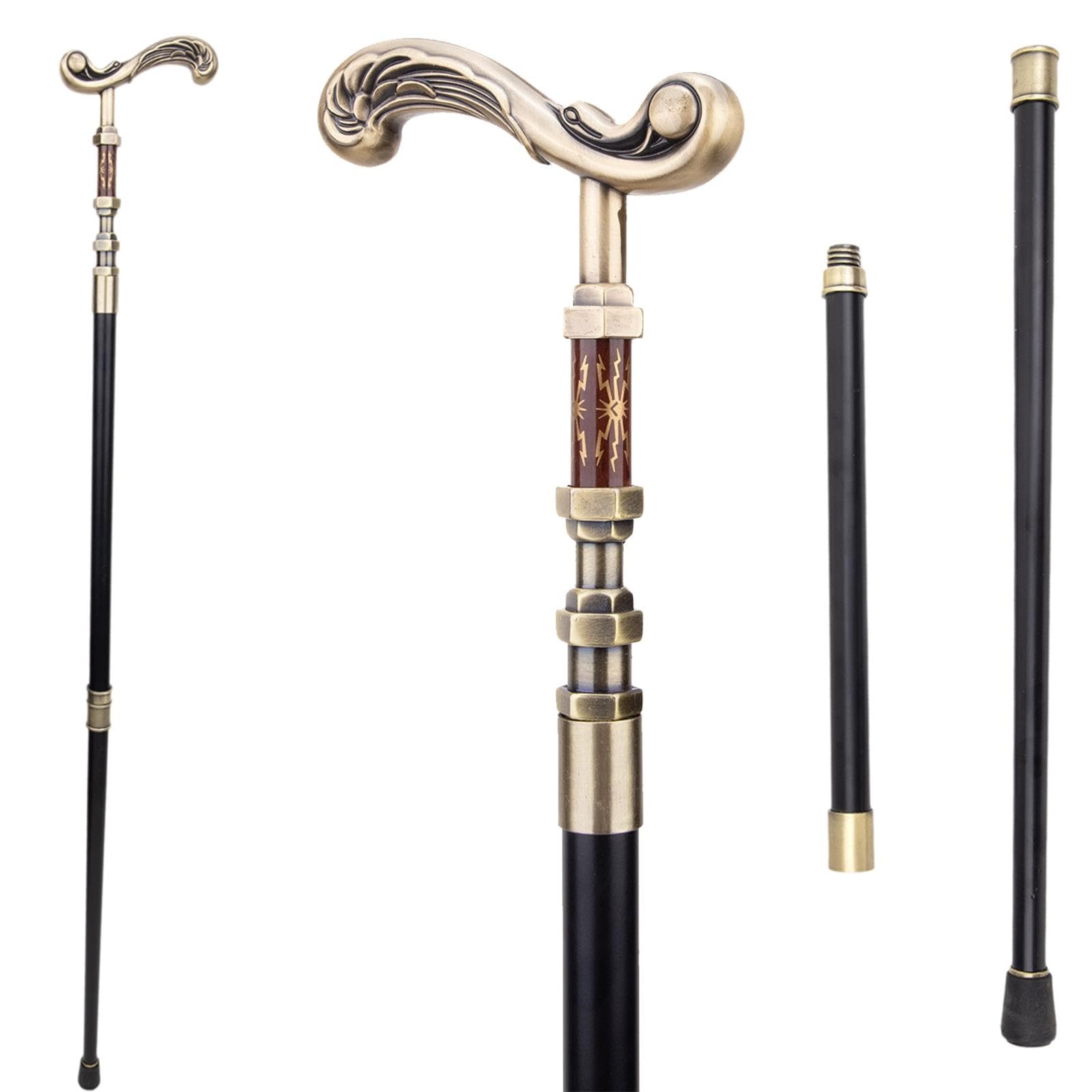 3D Geschnitzt Bronze Antik Ranke Derby Dekorativ Unisex Stahl Gehstock