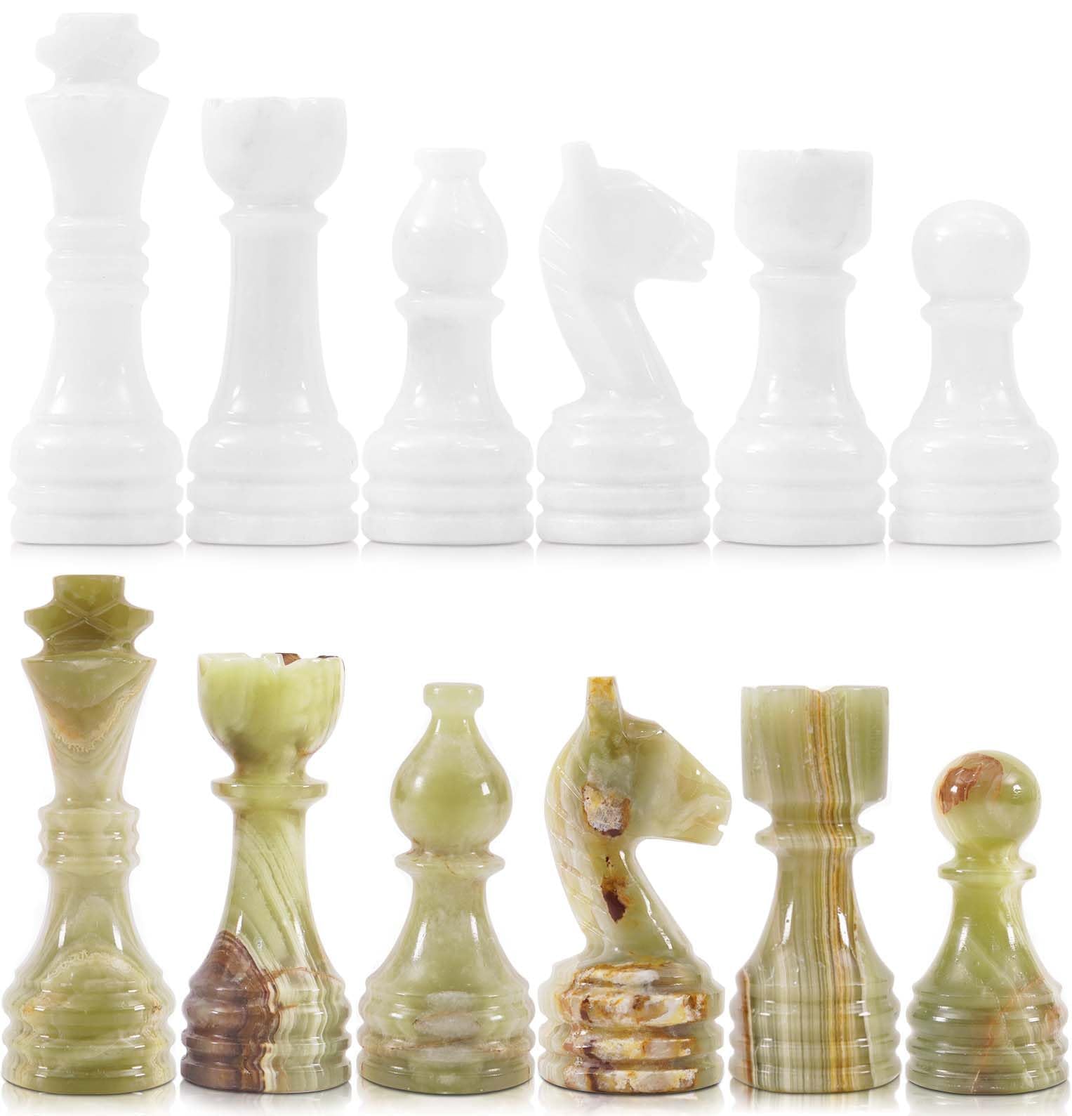 Radicaln Figuras de ajedrez de mármol (White & Green Onyx)