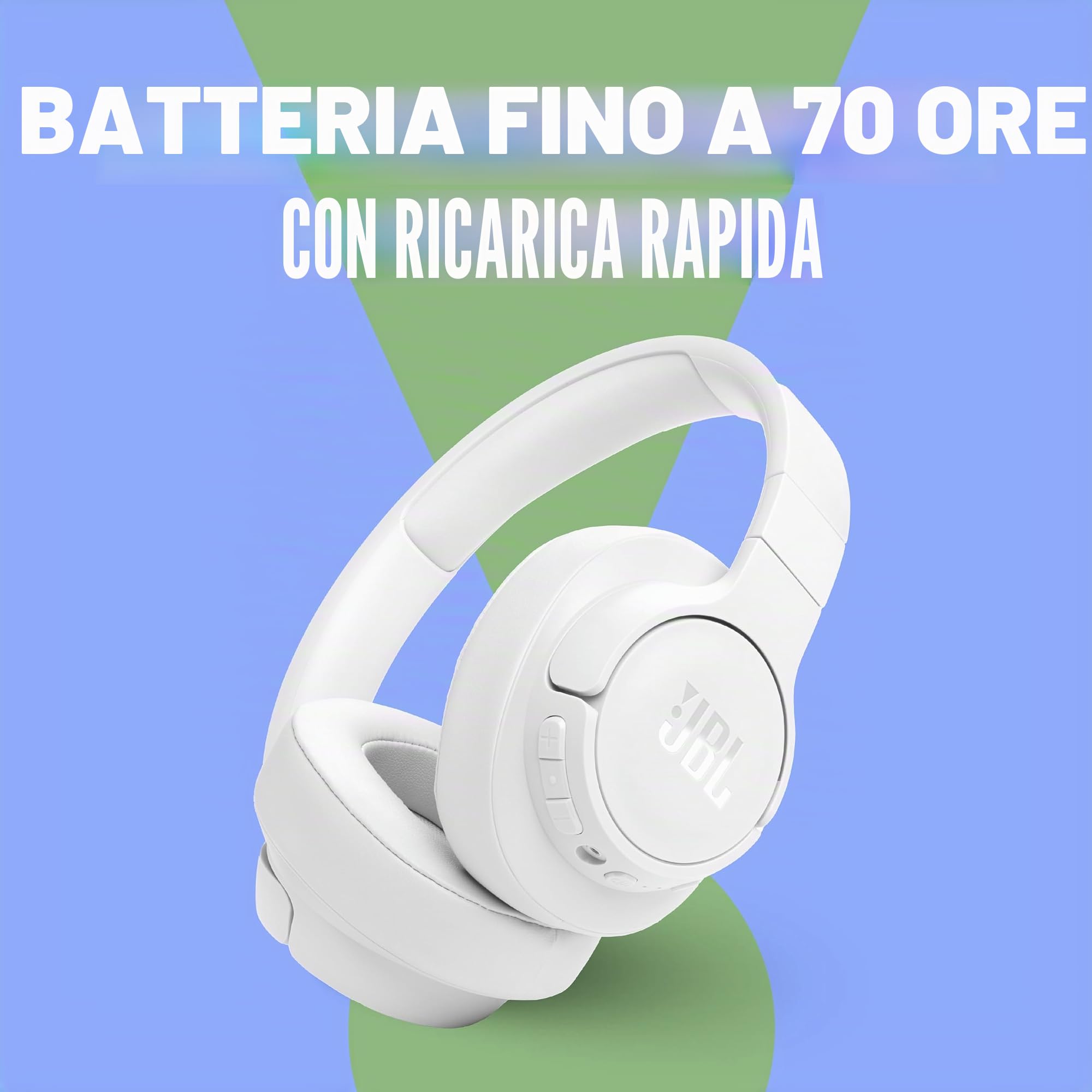 JBL Tune 770NC - Cuffie over-ear wireless con cancellazione adattiva del rumore e Smart Ambient, Bluetooth 5.3, durata della batteria fino a 70 ore con ricarica rapida, design leggero, confortevole e