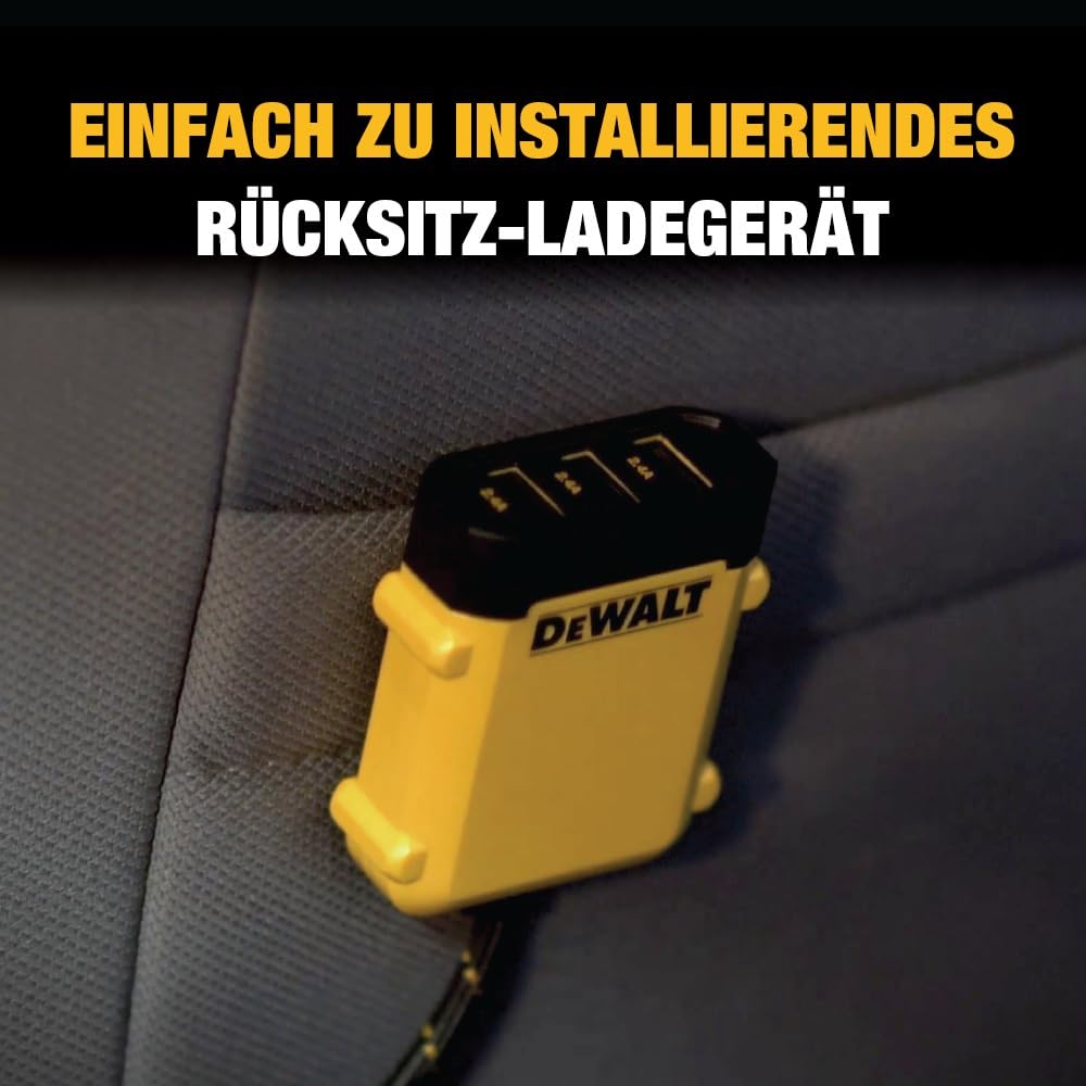 DEWALT Hochleistungs-72W-USB-Autoladegerät mit 5 Anschlüssen, Multiport-Autoladegerät für iPhone 17, Schnellladefunktion mit PD & QC3.0 Zigarettenanzünderadapter mit 1,8 m Kabel