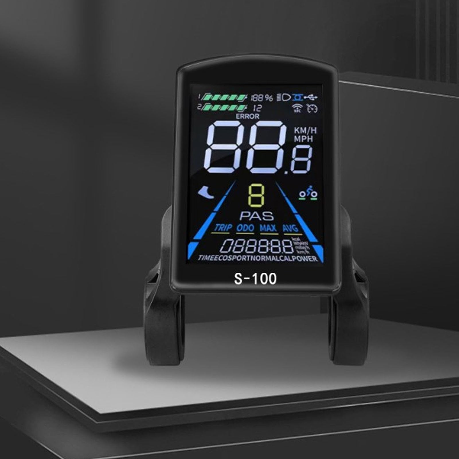 Asixxsix Display LCD per bicicletta elettrica, realizzato in ABS 24V 36V 48V 60V Display LCD impermeabile, per manubrio da 22,2 mm Accessorio per bicicletta