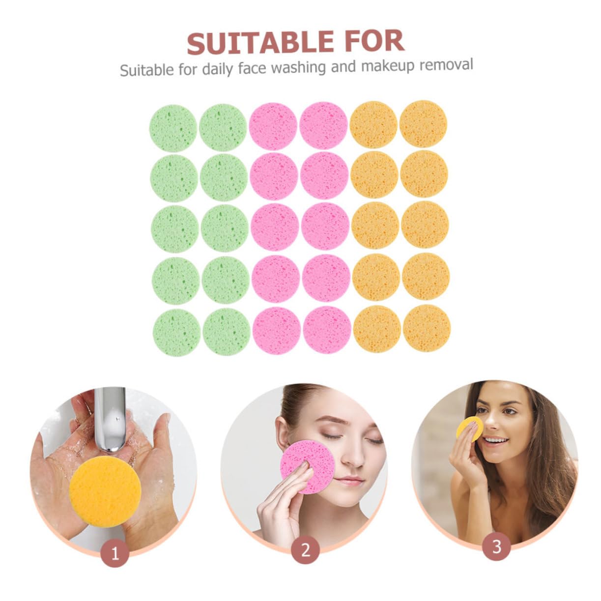 Healeved 90pezzi Spugne Struccanti Cellulosa Spugnette Rotondper Rimozione Makeup Colori Per e Trattamenti Esfolianti