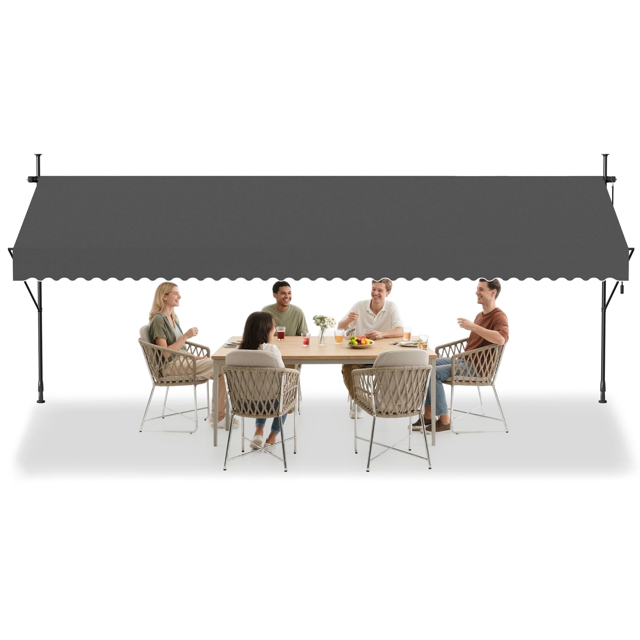 Aufun Klemmmarkise mit Handkurbel Balkon 200/250/300/350/400 cm | Balkonmarkise ohne Bohren Markise Sonnenschutz aus Polyester UV-Beständig und Höhenverstellbar, Terrassenüberdachung