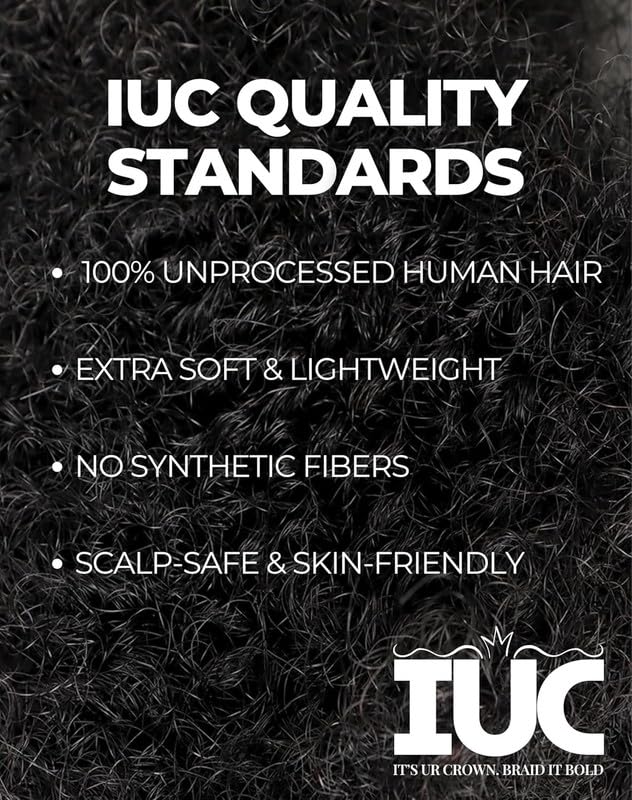 IUC Afro Kinkys Bulk Human Hair Bundle (18 Inch, 50g, Natural Black, 1B) 4C Afro Kinky-Curly 100% Human Hair, Ideal for Braiding, Twists, Dreadlocks, Loc Repair, Kid-Friendly Natural Black 18 Inch