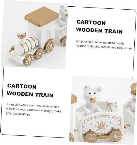 Miniatura 2 de Tren de Navidad de escritorio, trenes de madera, mini árbol de Navidad, escultura de madera, juego de adornos de pastel de cumpleaños, decoración de