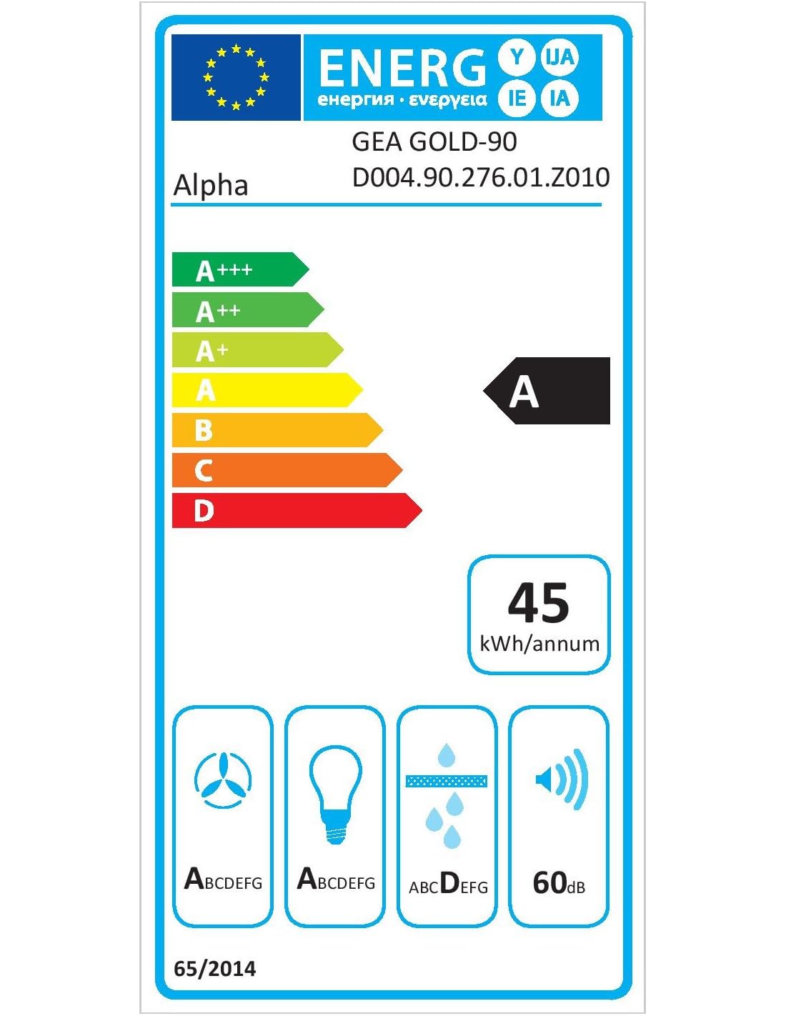 ALPHA Campana Decorativa Rústica Dorada GEA GOLD-90 Clase A, 850m3 Luz Led