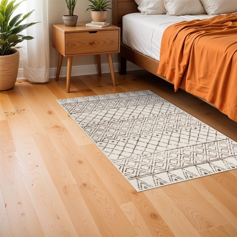 Tapete pequeño 2x3 lavable beige marroquí miniatura 4