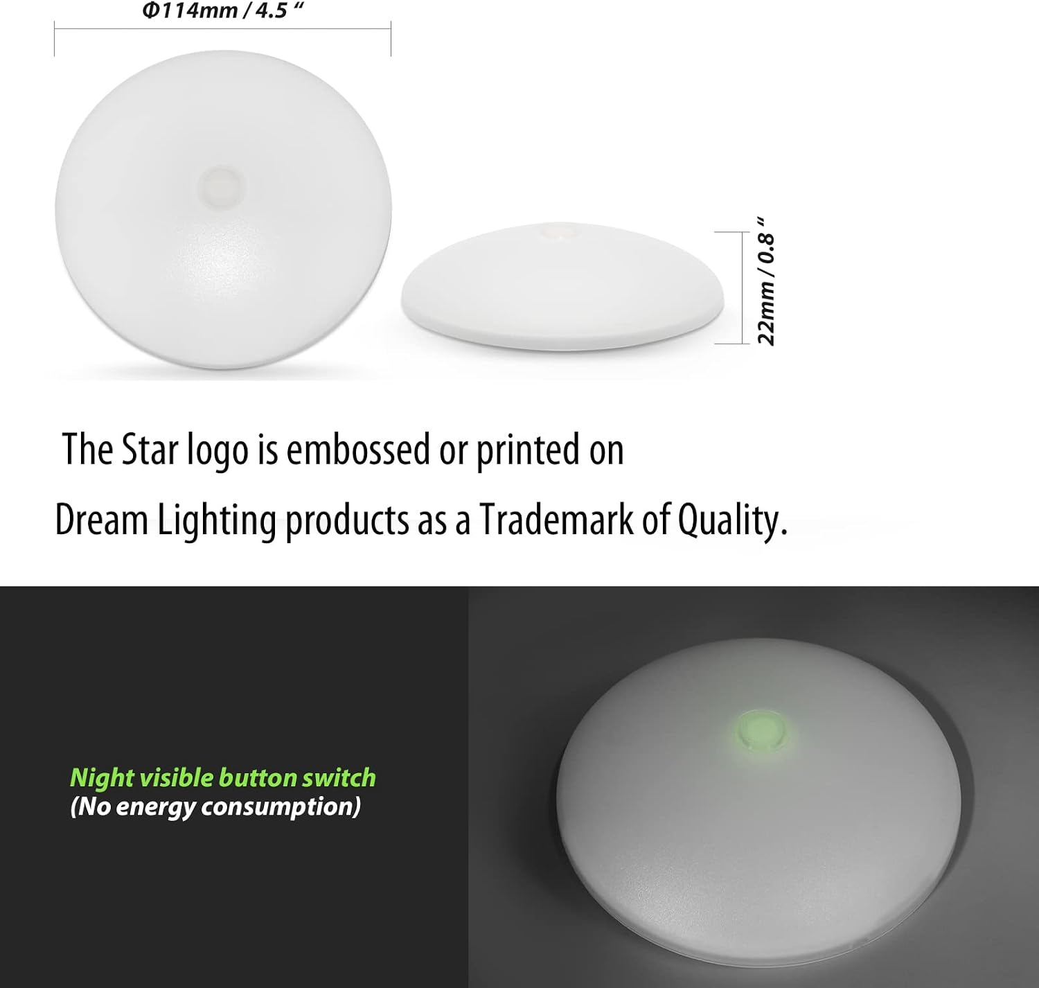 Dream Lighting RV Puck Lights LED 12v RV Interior Ceiling Light 3500K Warm White with On/Off Switch 4.5inch Pack of 2