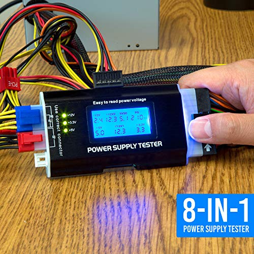 Image of Kingwin Digital Power Supply Tester with LCD Screen - Compatible with ATX, ITX, IDE, HDD, SATA, and BTX, Easy-to-Use Diagnostic Tool for PC Power Supply Testing (Aluminum)