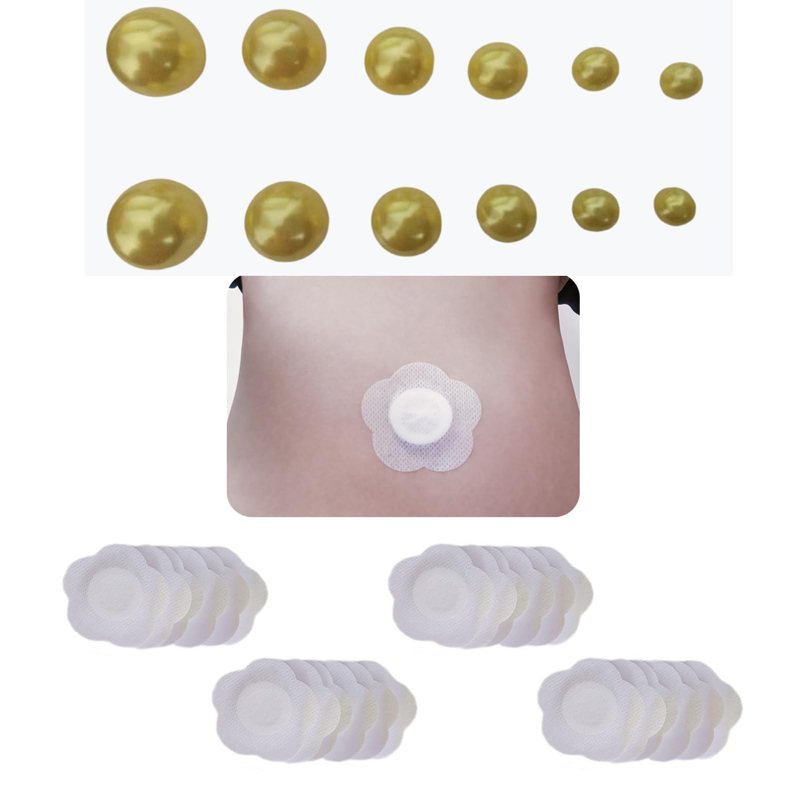12 tapones para el ombligo con forma de bola para liposucción o reparación de hernia umbilical, de silicona suave para después de la abdominoplastia (6 tamaños + 24 cintas adhesivas) (amarillo)