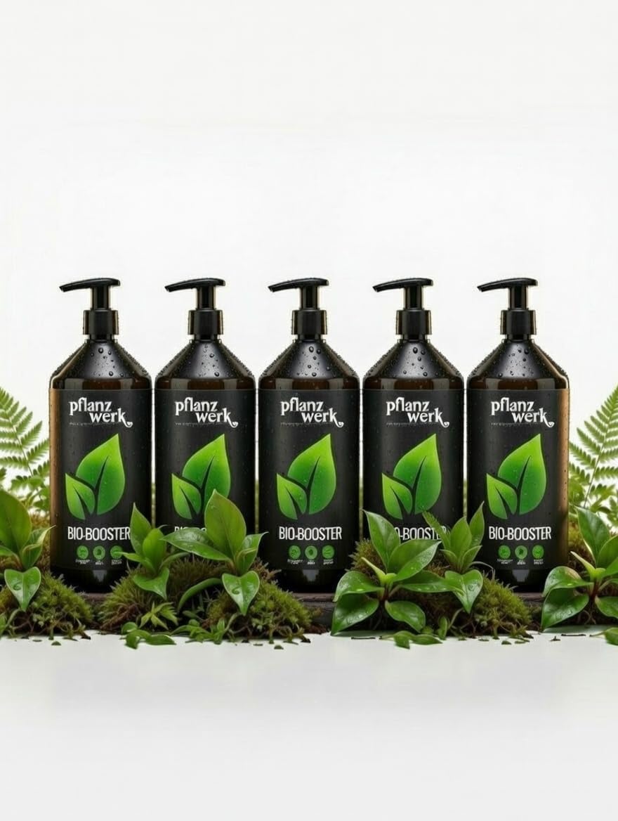 PFLANZWERK® Pflanzendünger BIO-BOOSTER - 100% Biologisch - 100% Vegan - NK-Flüssigdünger 5l *Langzeitwirkung* *Perfekter Grünpflanzen, Obst und Gemüse Bio-Dünger* *Premium Markenqualität*