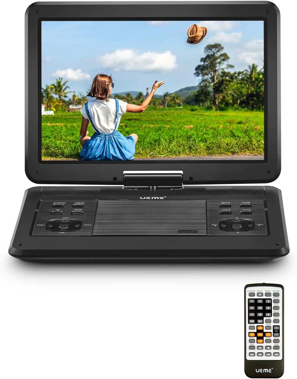 Portable DVD Player with 10.1 Inches HD LCD Screen, Car Headrest Mount Holder, Remote Control, Car Charger Wall Charger, Kids DVD Players with Rechargeable Battery