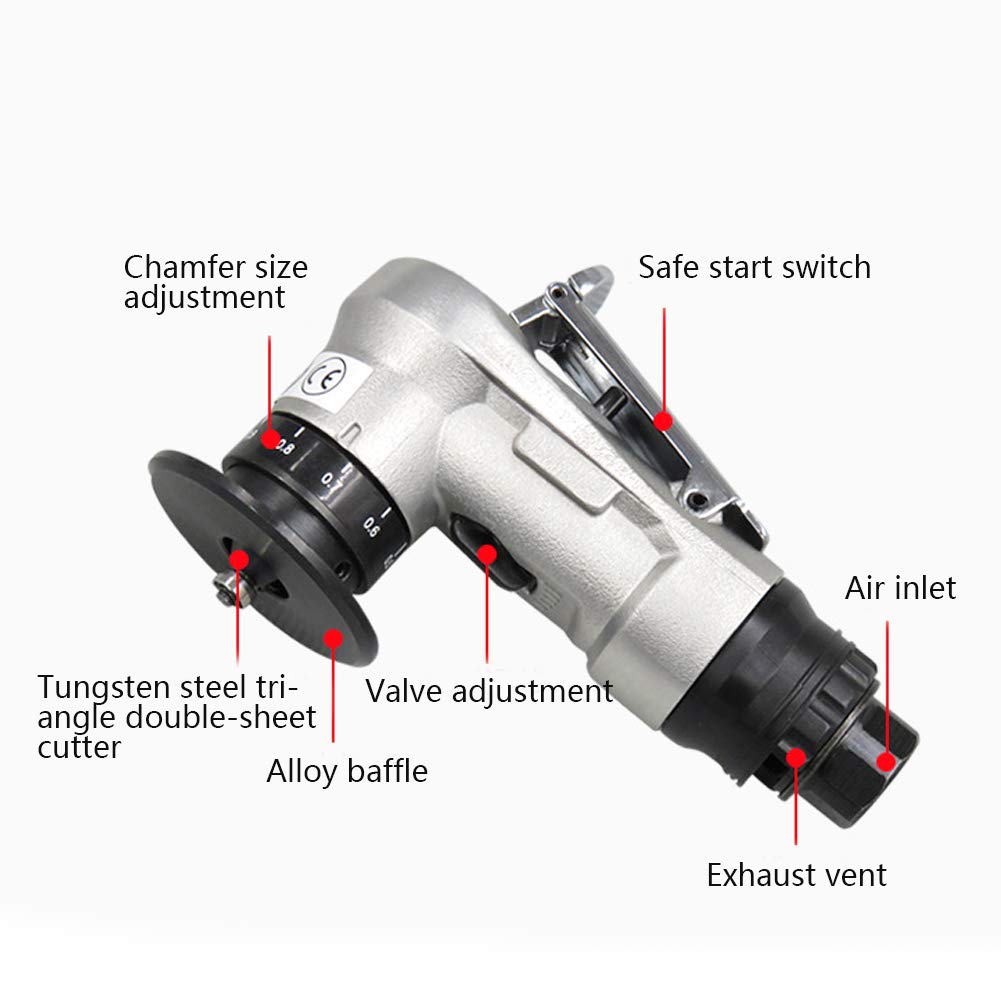 Mini smussatrice pneumatica, macchina portatile per la rifilatura dei metalli Utensile ad aria diritta per rifilatura ad a 45 ° (interfaccia tipo UE)