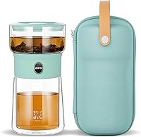 Vista 11 de ZENS Tetera infusora de té de vidrio moderna, tetera inteligente de un solo toque para difusores de té sueltos con taza aislada y kits de té