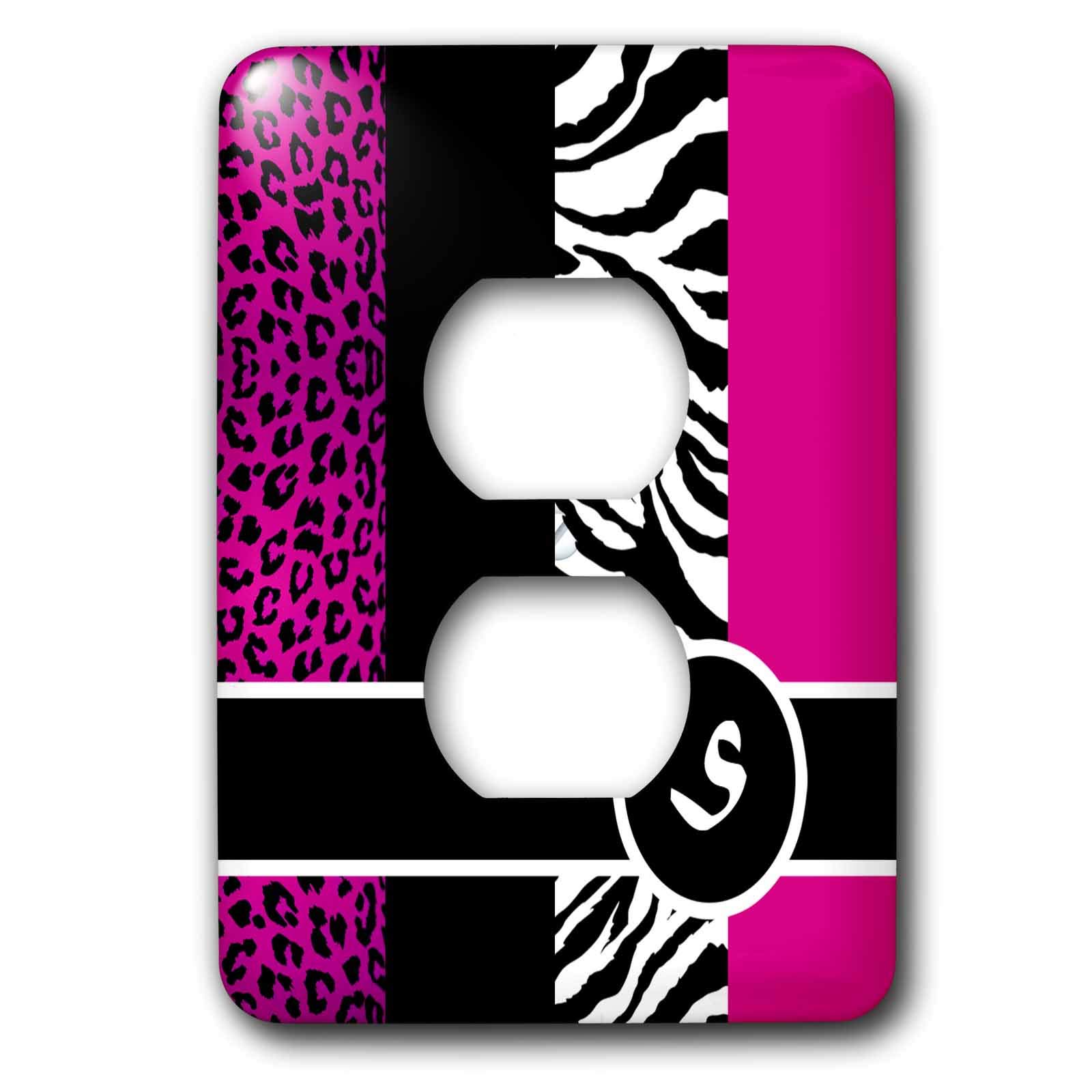 Plaque double 2 prises imprimé animal rose vif S au style élégant
