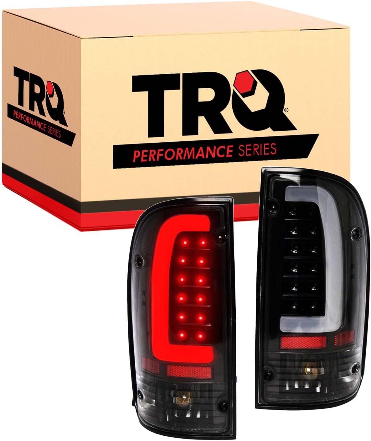 TRQ Driver & Passenger Side Performance LED Tail Light Set Black Housing Clear Lens Compatible with 1995-2000 Toyota Tacoma TO2800116 TO2800139