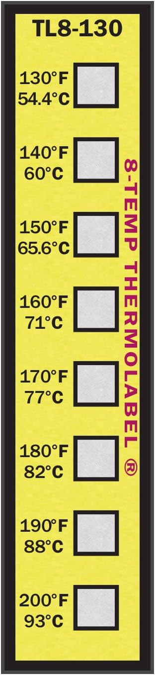 8-Temp Thermolabel 130-200°F Temperature Label Pack of 16 Labels