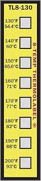 8-Temp Thermolabel 130-200F Temperature Label Pack of 16 Labels