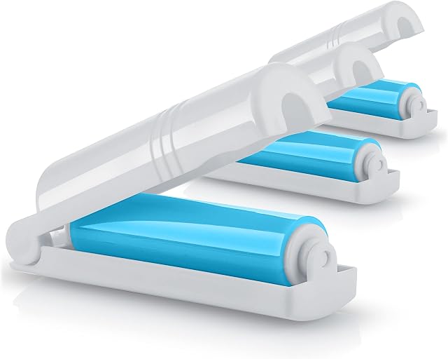 BluePet 3 x mini wałek do usuwania kłaczków wielokrotnego użytku  zrównoważony środek do usuwania sierści psów, sierści kotów i kłaczków  zmywalny  idealny w podróży