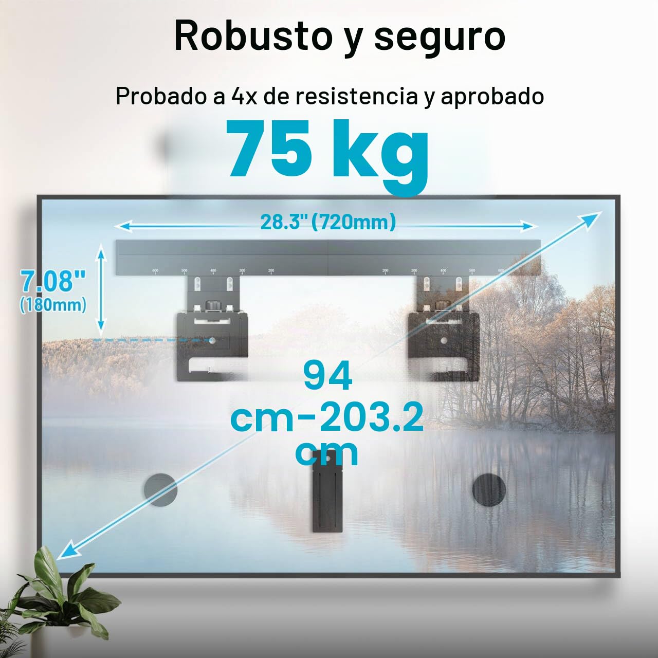 Soporte de Pared Ultrafino para televisores de 37 a 80 Pulgadas, máx. 75 kg, Soporte de TV máx. VESA 600 x 400, compatibilidad Universal, Distancia a la Pared Solo 0,95 cm