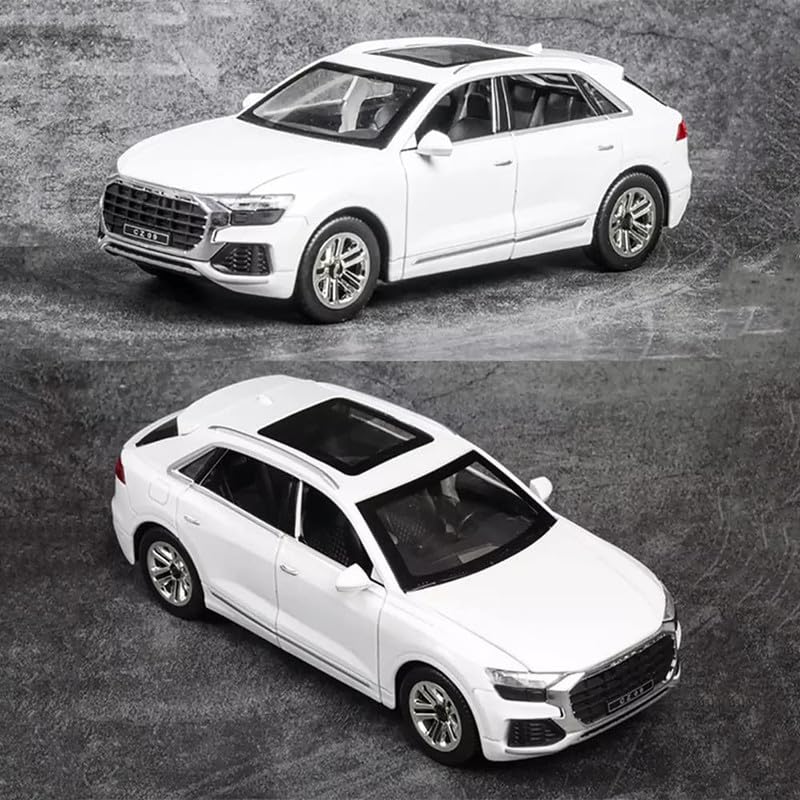 Image of New 1:32 Q8 Diecast Alloy Metal Pull Back Car with Openable Doors Music Sound and Light Vehicle Toy Car for Kids Boys (White)
