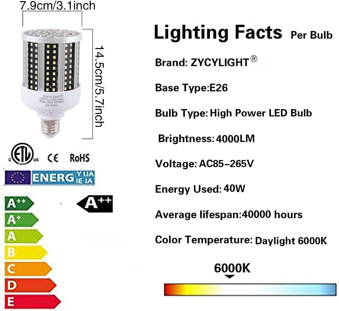 Get Discount Offer LED Corn Light Bulb 40W (300W Equivalent 6500K) Cool Daylight White Led Garage Bulb for Indoor Warehouse Backyard E26/E27 Medium Base 85V-265V (2Pack)… Get Popular Offer LED Corn Light Bulb 40W (300W Equivalent 6500K) Cool Daylight White Led Garage Bulb for Indoor Warehouse Backyard E26/E27 Medium Base 85V-265V (2Pack)…