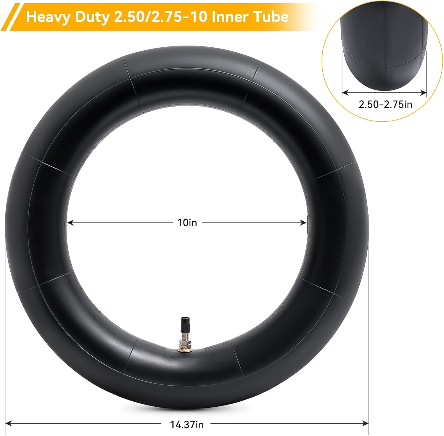 Thickned 40% 2.50/2.75-10 Inner Tube, Heavy Duty 2.50-10 2.75-10 Dirt Bike Tube with TR4 Straight Valve Stem, Compatible with Honda Crf50/Xr50, Razor MX650/MX500, Suzuki DRZ70/JR50, Yamaha PW50 2Pcs