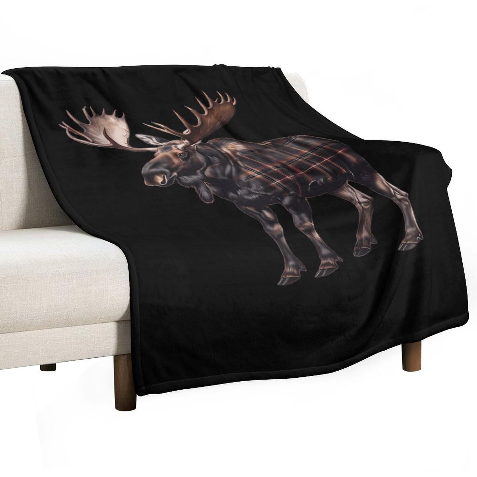 CGSBNGHA Moose Buffalo Scottish Tartan Plaid Checkered Flannel Fleece Blanket Lightweight Soft Throw Blankets for Sofa Couch Bed Chair