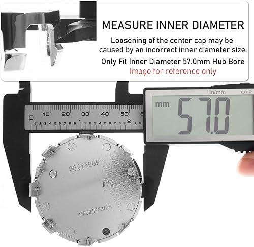 Miniatura 3 de RTrhinoTuning 4 tapas centrales de rueda de 2.244 in compatibles con llantas de la serie Mark 1995-2002, OD 2.24"(57 mm) ID 2.24"(57 mm) Cromo Plata