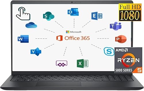 DELL Inspiron 3535 - Laptop empresarial 2024, FHD Touchsreen de 15.6 pulgadas, AMD Ryzen 5 7530U, con Microsoft Office 365, 32 GB de RAM, SSD PCIe